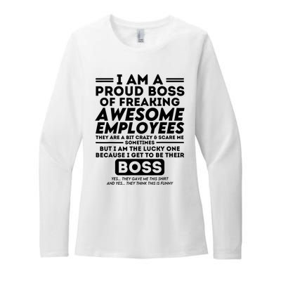 I Am A Proud Boss Of Freaking Awesome Employees Funny Boss Womens CVC Long Sleeve Shirt