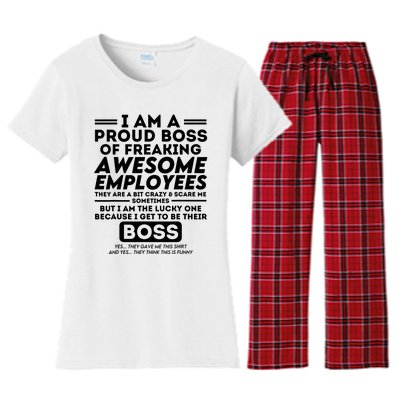 I Am A Proud Boss Of Freaking Awesome Employees Funny Boss Women's Flannel Pajama Set