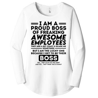 I Am A Proud Boss Of Freaking Awesome Employees Funny Boss Women's Perfect Tri Tunic Long Sleeve Shirt