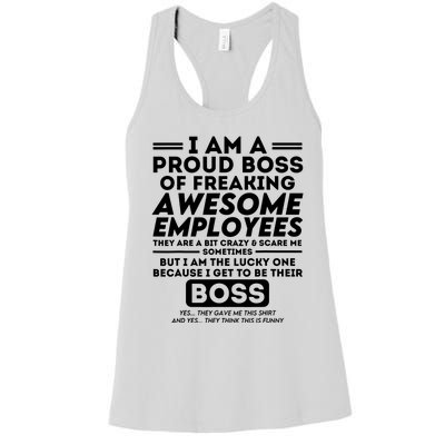 I Am A Proud Boss Of Freaking Awesome Employees Funny Boss Women's Racerback Tank