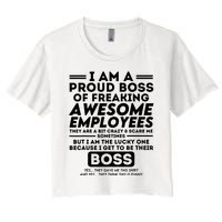 I Am A Proud Boss Of Freaking Awesome Employees Funny Boss Women's Crop Top Tee