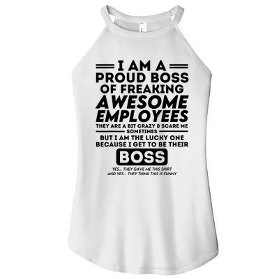 I Am A Proud Boss Of Freaking Awesome Employees Funny Boss Women's Perfect Tri Rocker Tank