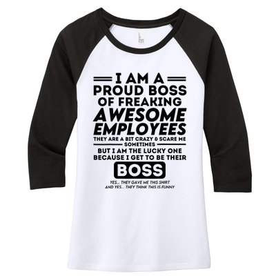 I Am A Proud Boss Of Freaking Awesome Employees Funny Boss Women's Tri-Blend 3/4-Sleeve Raglan Shirt