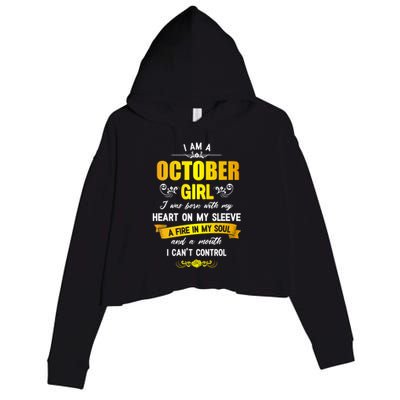 I Am A October Birthday Crop Fleece Hoodie