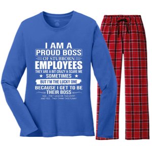 I Am A Proud Boss Of Stubborn Employees They Are A Bit Crazy Gift Women's Long Sleeve Flannel Pajama Set 