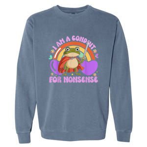 I Am A Conduit For Nonsense Frog Knight Garment-Dyed Sweatshirt