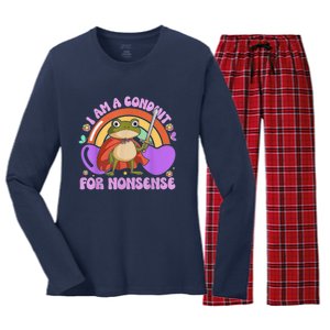 I Am A Conduit For Nonsense Frog Knight Women's Long Sleeve Flannel Pajama Set 