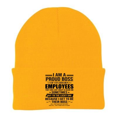 I Am A Proud Boss Of Stubborn Employees They Are A Bit Crazy Gift Knit Cap Winter Beanie