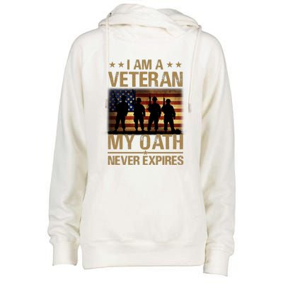 I Am A Veteran Womens Funnel Neck Pullover Hood