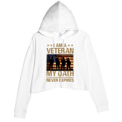 I Am A Veteran Crop Fleece Hoodie