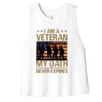 I Am A Veteran Women's Racerback Cropped Tank