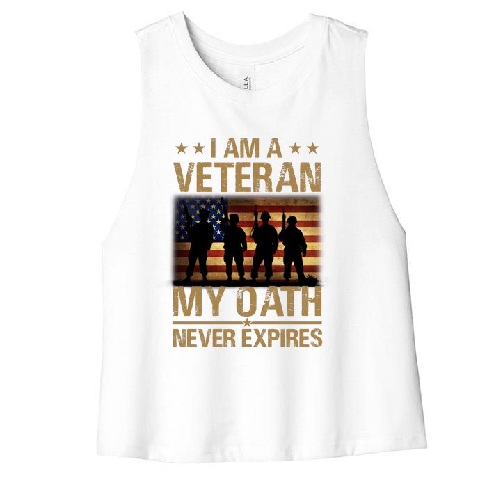 I Am A Veteran Women's Racerback Cropped Tank