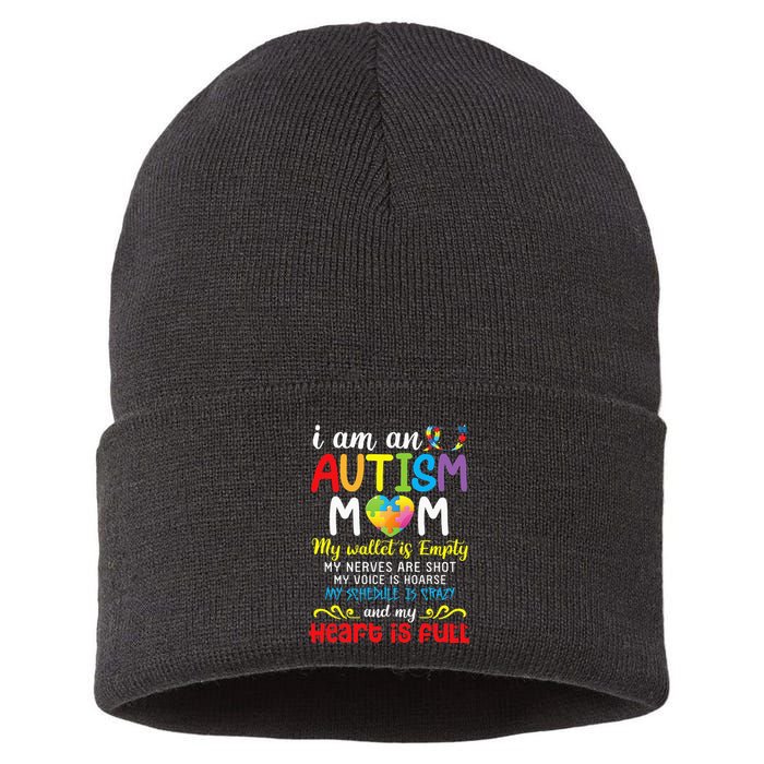 I Am An Autism Mom My Wallet Is Empty And My Heart Is Full Sustainable Knit Beanie