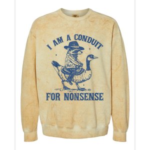 I Am A Conduit For Nonsense Funny Cowboy Raccoon Meme Colorblast Crewneck Sweatshirt