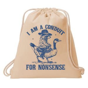 I Am A Conduit For Nonsense Funny Cowboy Raccoon Meme Drawstring Bag