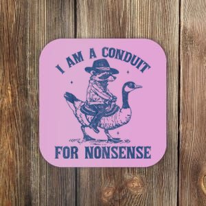 I Am A Conduit For Nonsense Funny Cowboy Raccoon Meme Coaster