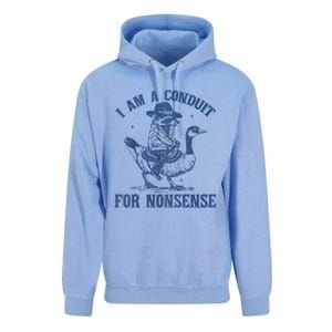 I Am A Conduit For Nonsense Funny Cowboy Raccoon Meme Unisex Surf Hoodie