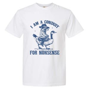 I Am A Conduit For Nonsense Funny Cowboy Raccoon Meme Garment-Dyed Heavyweight T-Shirt