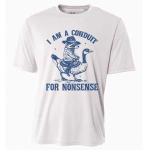 I Am A Conduit For Nonsense Funny Cowboy Raccoon Meme Cooling Performance Crew T-Shirt