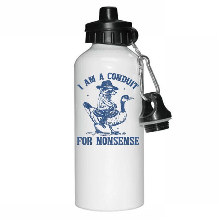 I Am A Conduit For Nonsense Funny Cowboy Raccoon Meme Aluminum Water Bottle