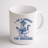 I Am A Conduit For Nonsense Funny Cowboy Raccoon Meme Coffee Mug