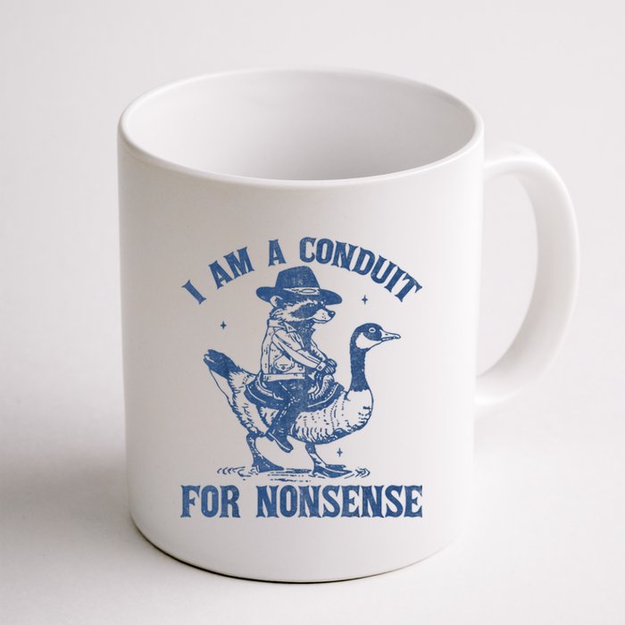 I Am A Conduit For Nonsense Funny Cowboy Raccoon Meme Coffee Mug