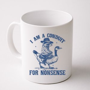 I Am A Conduit For Nonsense Funny Cowboy Raccoon Meme Coffee Mug