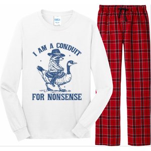 I Am A Conduit For Nonsense Funny Cowboy Raccoon Meme Long Sleeve Pajama Set