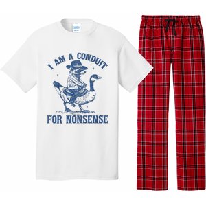 I Am A Conduit For Nonsense Funny Cowboy Raccoon Meme Pajama Set