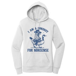 I Am A Conduit For Nonsense Funny Cowboy Raccoon Meme Women's Pullover Hoodie