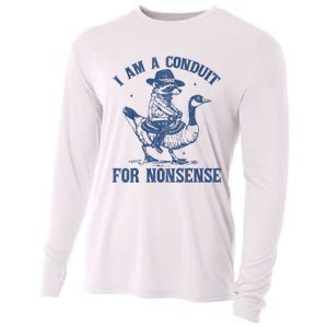 I Am A Conduit For Nonsense Funny Cowboy Raccoon Meme Cooling Performance Long Sleeve Crew