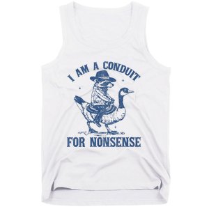 I Am A Conduit For Nonsense Funny Cowboy Raccoon Meme Tank Top