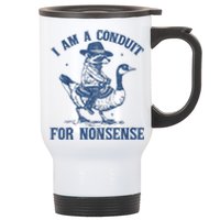 I Am A Conduit For Nonsense Funny Cowboy Raccoon Meme Stainless Steel Travel Mug