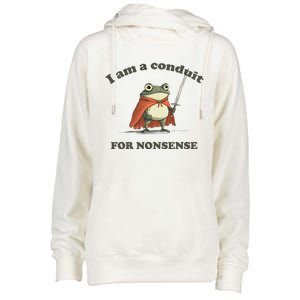 I Am A Conduit For Nonsense Funny Frog Womens Funnel Neck Pullover Hood