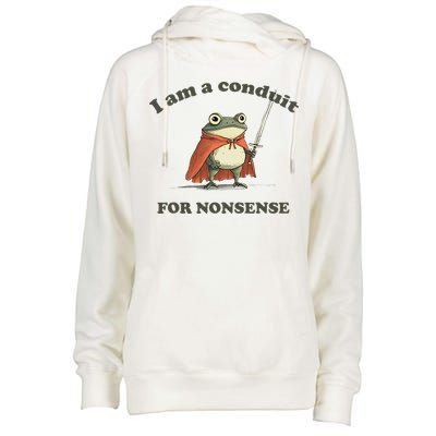 I Am A Conduit For Nonsense Funny Frog Womens Funnel Neck Pullover Hood