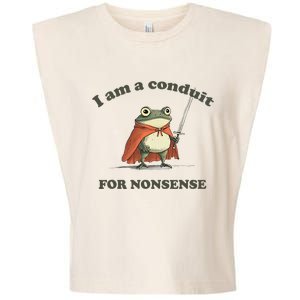 I Am A Conduit For Nonsense Funny Frog Garment-Dyed Women's Muscle Tee