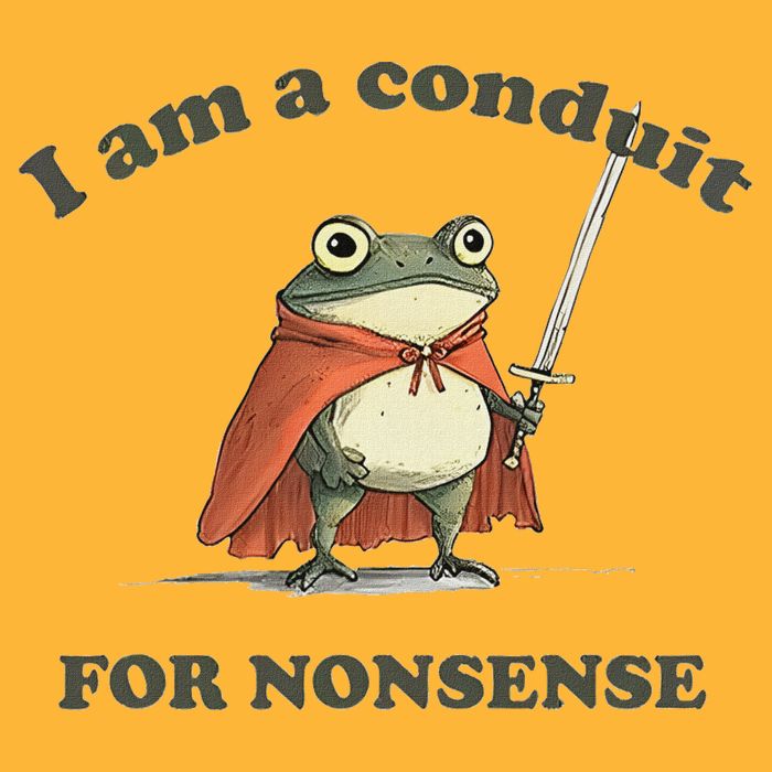 I Am A Conduit For Nonsense Funny Frog Pom Pom 12in Knit Beanie