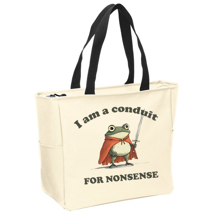 I Am A Conduit For Nonsense Funny Frog Zip Tote Bag