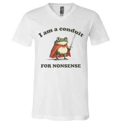 I Am A Conduit For Nonsense Funny Frog V-Neck T-Shirt