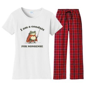 I Am A Conduit For Nonsense Funny Frog Women's Flannel Pajama Set