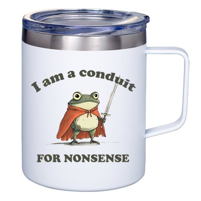 I Am A Conduit For Nonsense Funny Frog 12oz Stainless Steel Coffee Mug