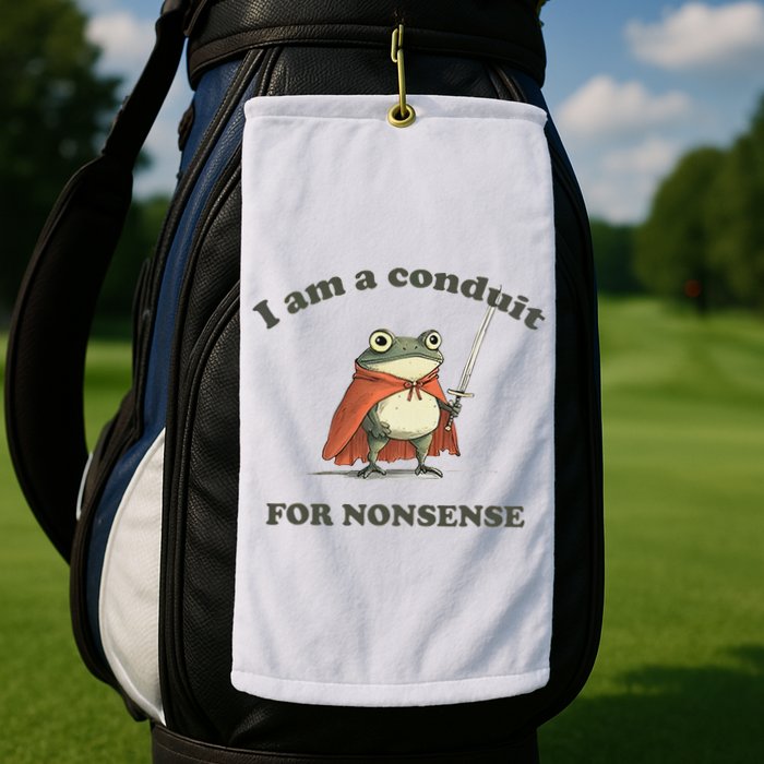 I Am A Conduit For Nonsense Funny Frog Golf Towel