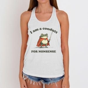 I Am A Conduit For Nonsense Funny Frog Women's Knotted Racerback Tank