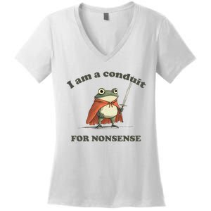 I Am A Conduit For Nonsense Funny Frog Women's V-Neck T-Shirt