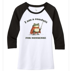 I Am A Conduit For Nonsense Funny Frog Women's Tri-Blend 3/4-Sleeve Raglan Shirt