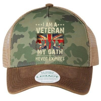 I Am A Veteran My Oath Never Expires Fathers Day Armed Forces Day Patriotic Legacy Tie Dye Trucker Hat