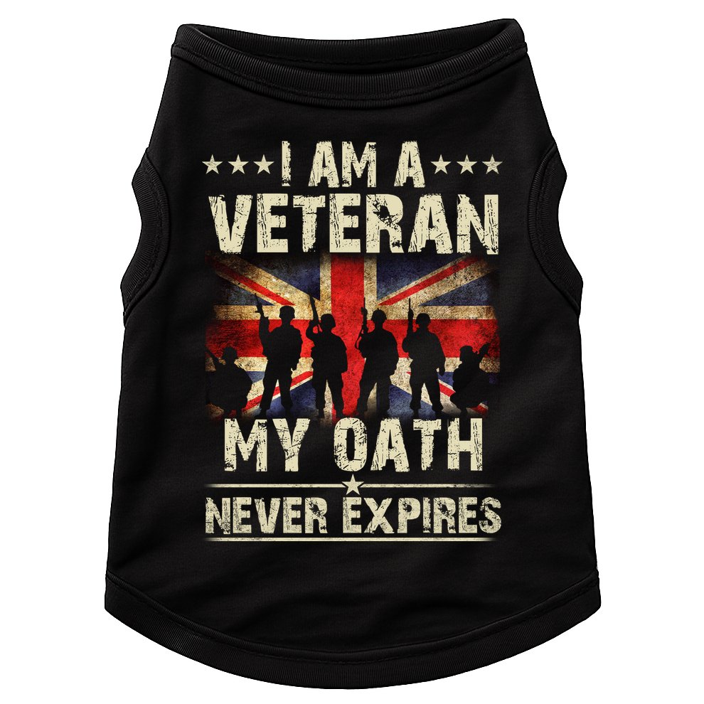 I Am A Veteran My Oath Never Expires Fathers Day Armed Forces Day Patriotic Doggie Tank