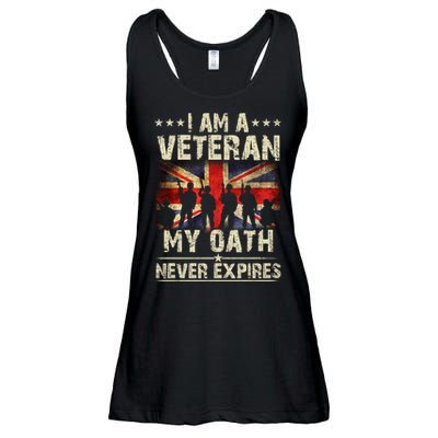 I Am A Veteran My Oath Never Expires Fathers Day Armed Forces Day Patriotic Ladies Essential Flowy Tank