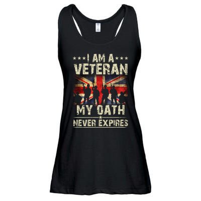 I Am A Veteran My Oath Never Expires Fathers Day Armed Forces Day Patriotic Ladies Essential Flowy Tank