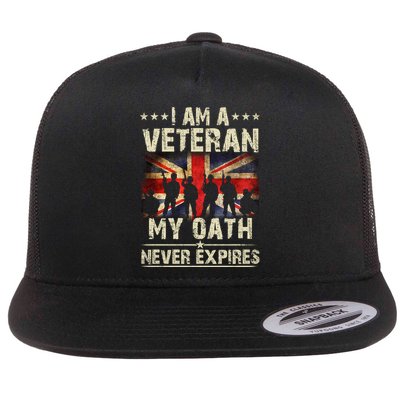 I Am A Veteran My Oath Never Expires Fathers Day Armed Forces Day Patriotic Flatbill Hat
